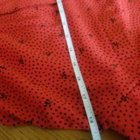 Vintage Liz Claiborne Red BLack Polka Dots Flare Dress Button Up Petite Sz 6 - Picture 6 of 8